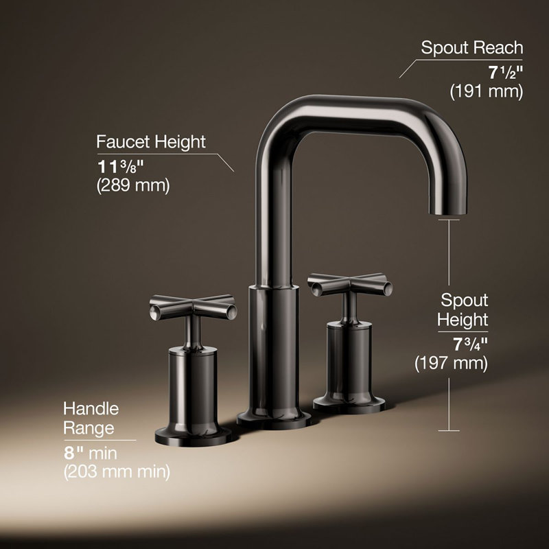 Purist Deck-Mount Bath Faucet Trim for High-Flow Valve with Cross Handles, Vibrant Titanium