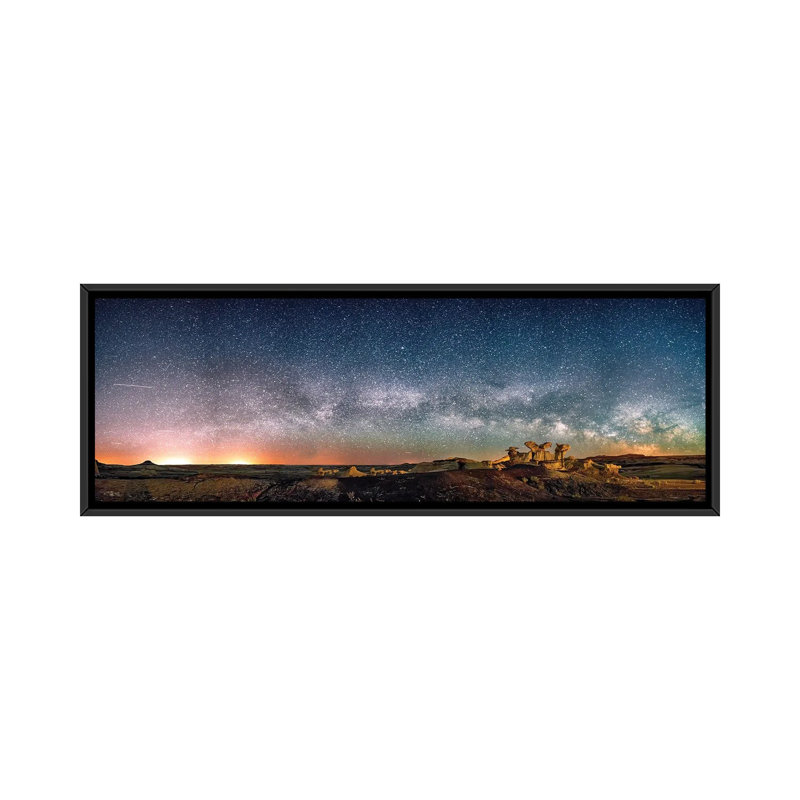 Bisti Badlands Hoodoos Under New Mexico Starry Night 1 Piece Panoramic Painting on Canvas, 152.4 cm H x 50.8 cm W