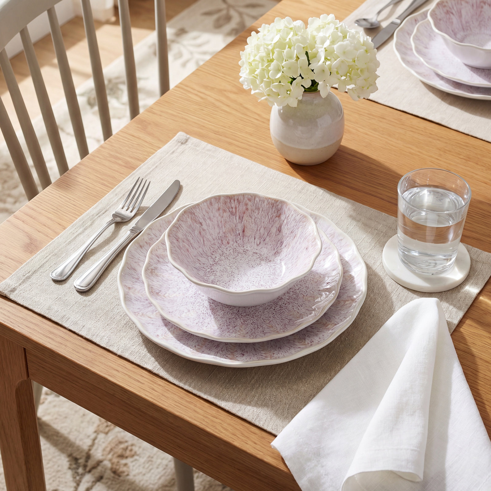 Mikasa Isla Pink 12-Piece Stoneware Dinnerware Set