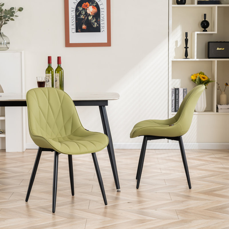 Chaise d'appoint rembourrée en similicuir Chardee, Vert avocat