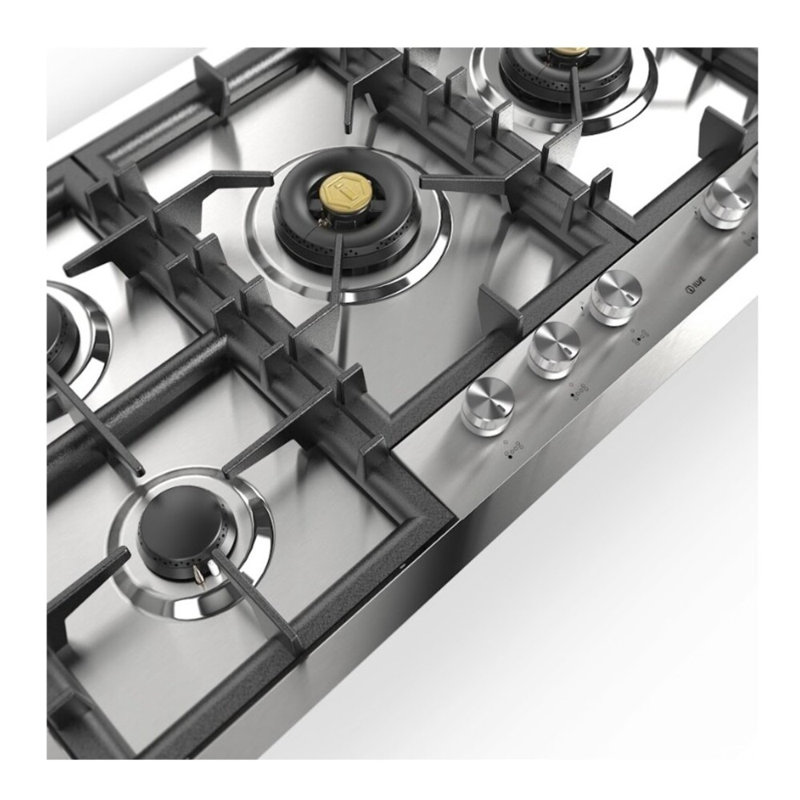 ILVE Professional Plus II 48 inch Built-In Gas Cooktop with Total Black Brass Burners, in Stainless Steel (6 Sealed Burners)
