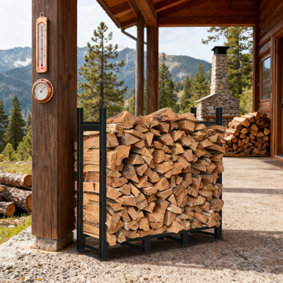 Support en bois de chauffage robuste avec longueur réglable, support à bûches de 4 pieds pour le rangement de foyer intérieur et extérieur, fabrication en métal robuste