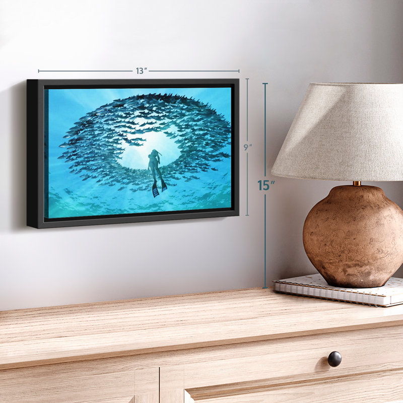 Diving With Fishes Canvas Print, 9" H x 13" W