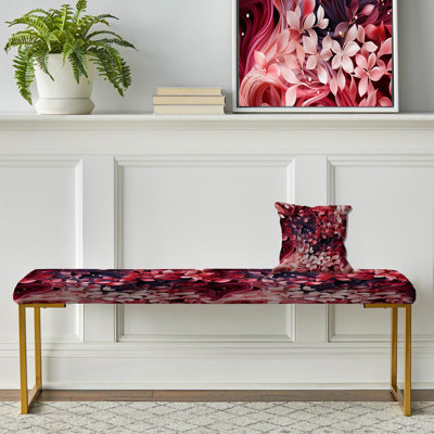 Abstract Red And Purple Romance Flower - Abstract Upholstered Gold Bench