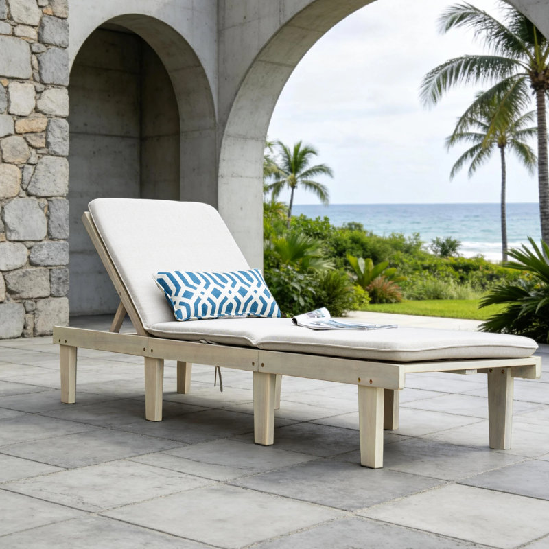Sadir 200cm Long Acacia Sun Lounger
