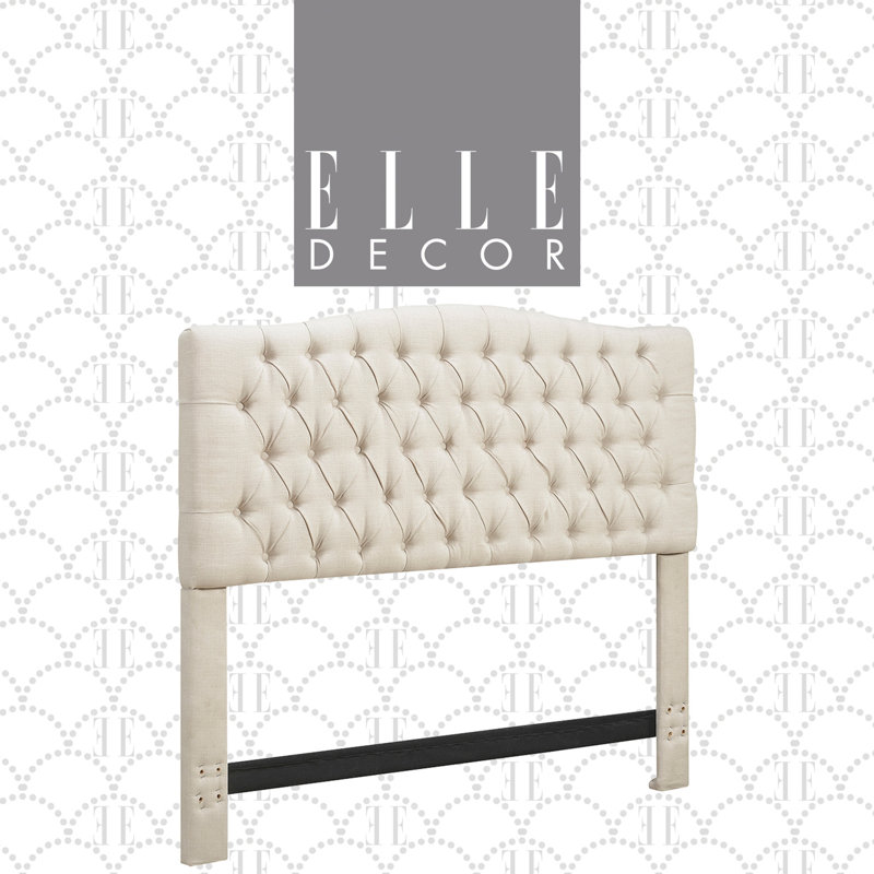 Cream Tufted Upholstered Queen Headboard with Wood Frame