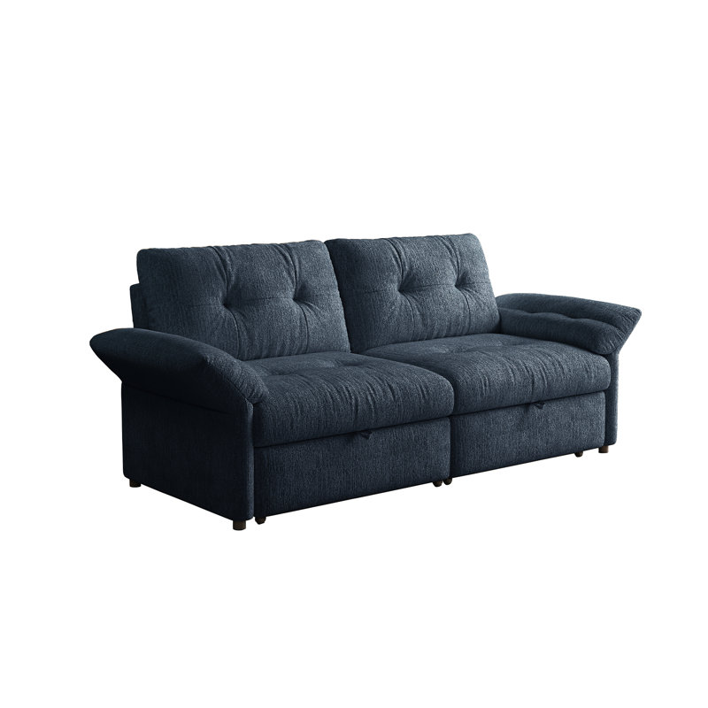 Canapé-lit convertible 2 en 1 multifonctionnel, lit escamotable en chenille de 81,5 po pour salon de bureau, Chenille bleu