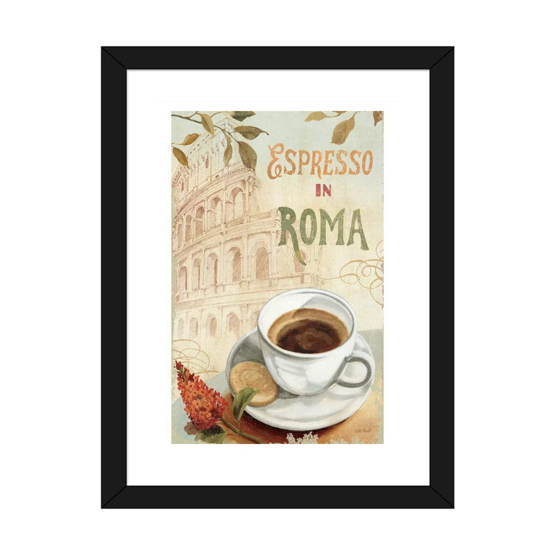 «Cafe in Europe III» par Lisa Audit - impression d'art graphique, H 32 po x l 24 po x P 1 po, Papier encadré noir, Blanc