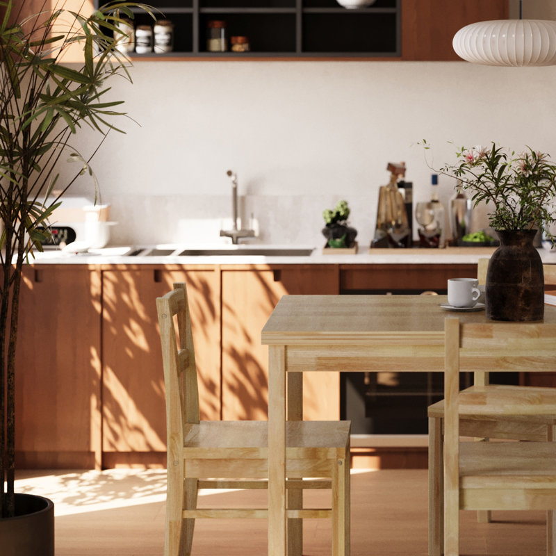 Solid Wood Dining Set, Yellow