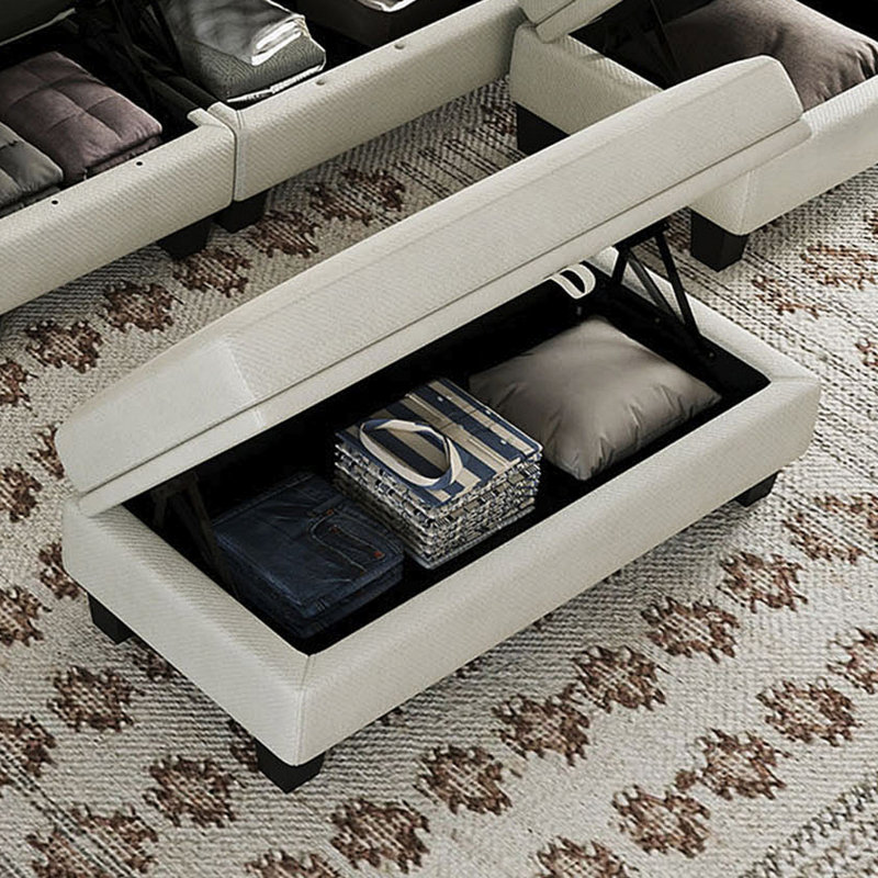 Repose-pieds avec rangement Anjana Bujesily Chenille, Chenille beige