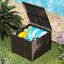 Boîte de rangement extérieure, boîte de terrasse en rotin de 80 gallons avec cadre de support et roues