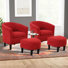 Fauteuil demi-tonneau et repose-pieds 25,5 po moderne et minimaliste rembourré (ensemble de 2)