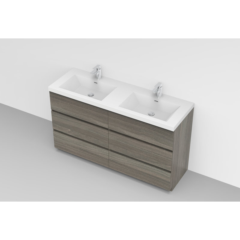 Ensemble de meuble-lavabo double 71 "avec miroir