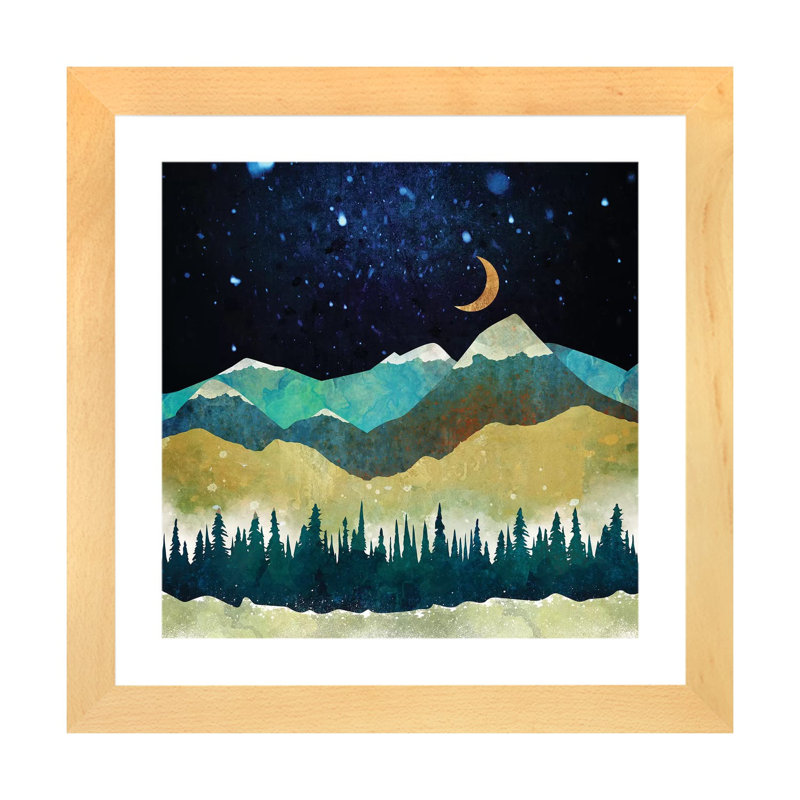 «Snow Night», reproduction sur toile, Cadre papier naturel, H 16 po x l 16 po x p 1 po