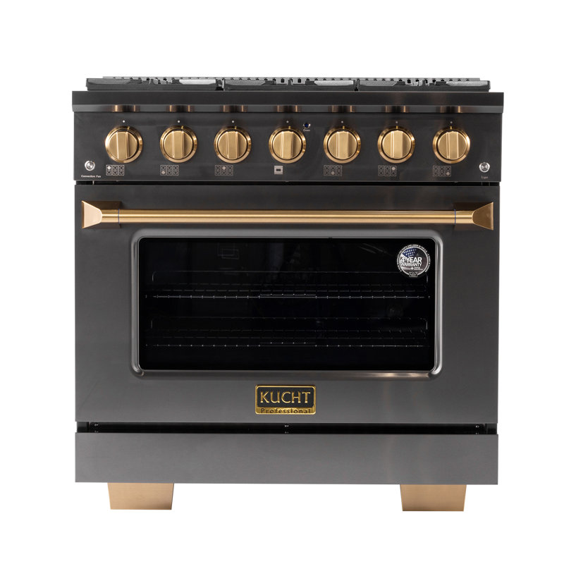 KUCHT Gemstone Professional 36 in. 5.2 cu. ft. Range with Sealed Burners and Convection Oven in Titanium Stainless Steel