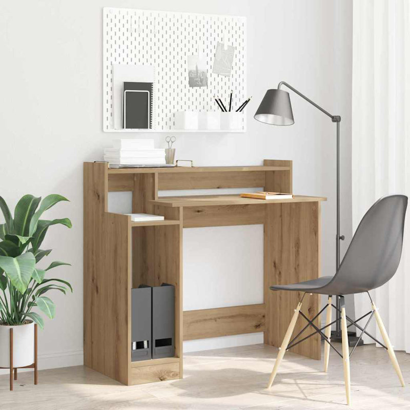 Desk With Desk Lamps 97 X 45 X 90 Cm Engineered Wood, Artisan Oak