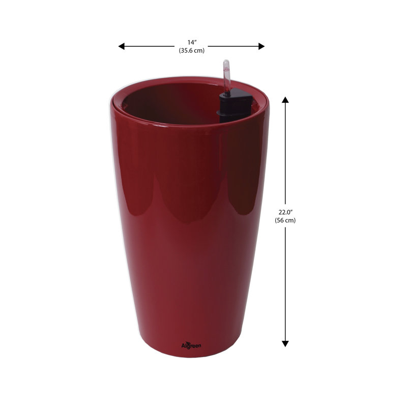 Byrum Indoor / Outdoor Self-Watering Plastic Pot Planter, Gloss Red, 21.7'' H x 14'' W x 14'' D