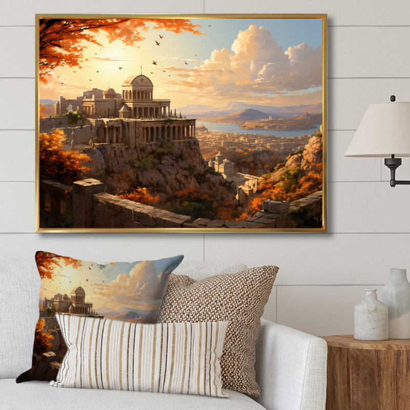 «Grèce Emperor Dreams III», reproduction d'art sur toile, H 24 po x l 32 po x P 1 po, Cadre flottant doré