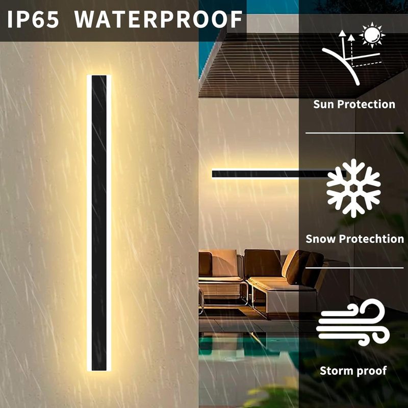 Matte Black 120cm H Outdoor Sconce