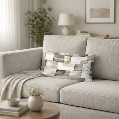 Coussin Country Farmhouse - Patchwork gris et beige