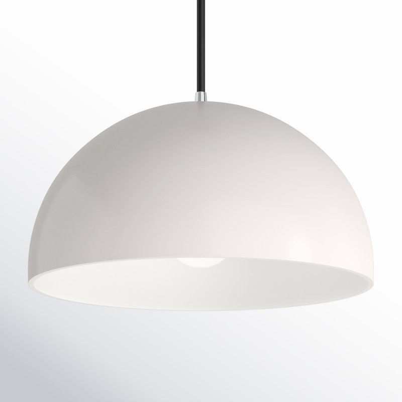 Luminaire suspendu en forme de dôme à 1 lumière DEL Amick, Chrome poli, Blanc mat