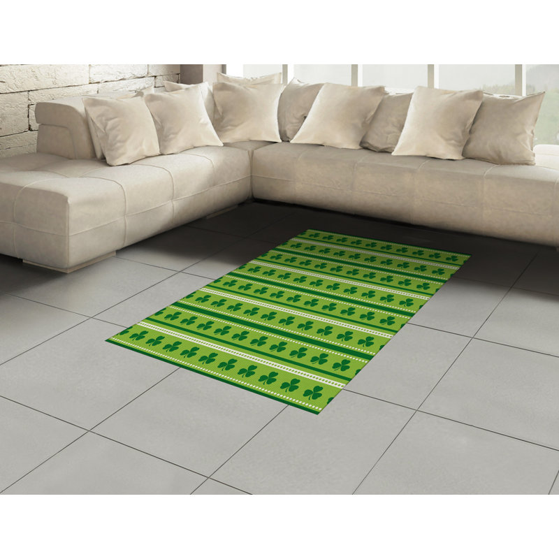 Irish Green High Density Long Fiber Poly Threads Decorative Area Rug Carpet, Rectangle 4' x 5'8"