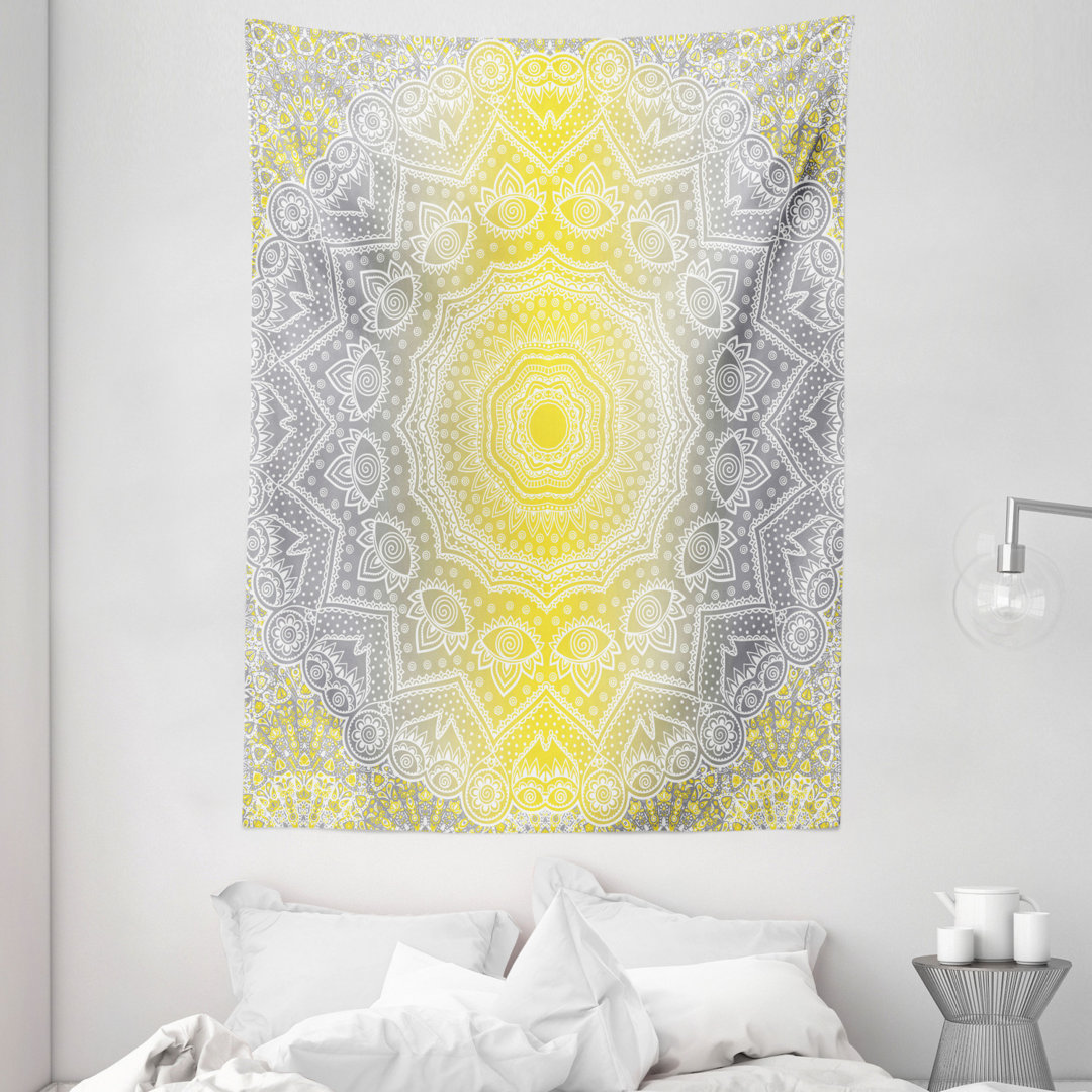 Wandbehang Mandala Ombre Altes Boho-Muster mit Spirale Runder Blumendruck