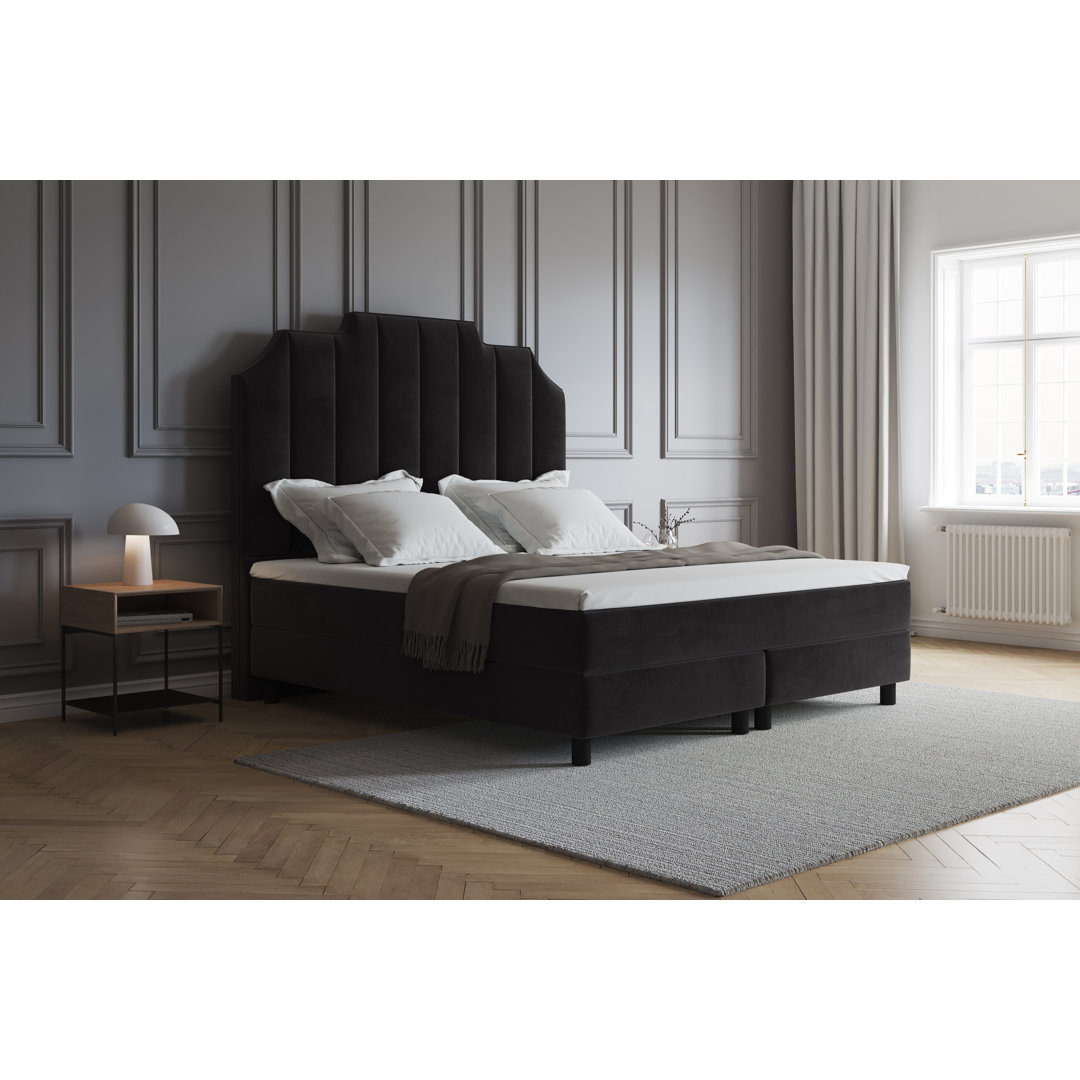 Boxspringbett Adelline mit Premium Visco Topper, mit Samtstoff bezogen