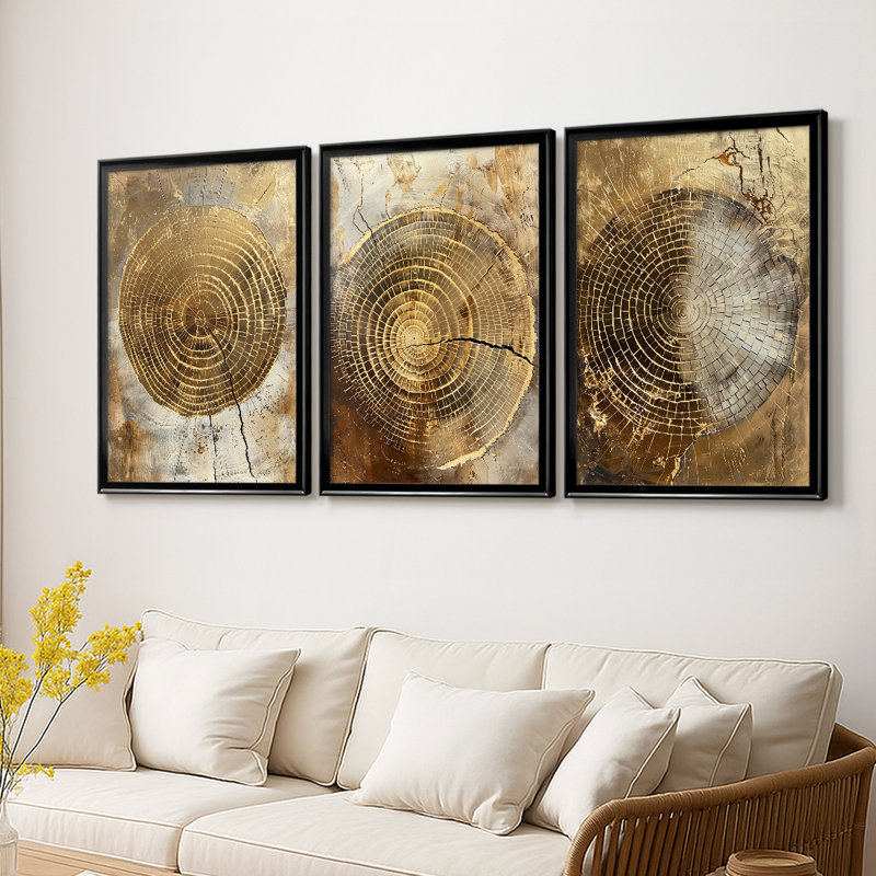 ABSTRACT Series CXC - Toile tendue avec châssis sur mesure - 3 pièces, Noir, H 21 po x l 30 po