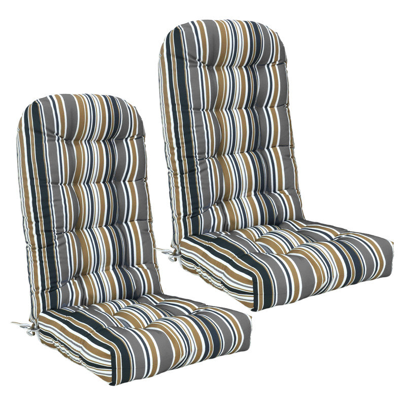 Outdoor/Indoor High Back Chair Cushion, Brown Stripes