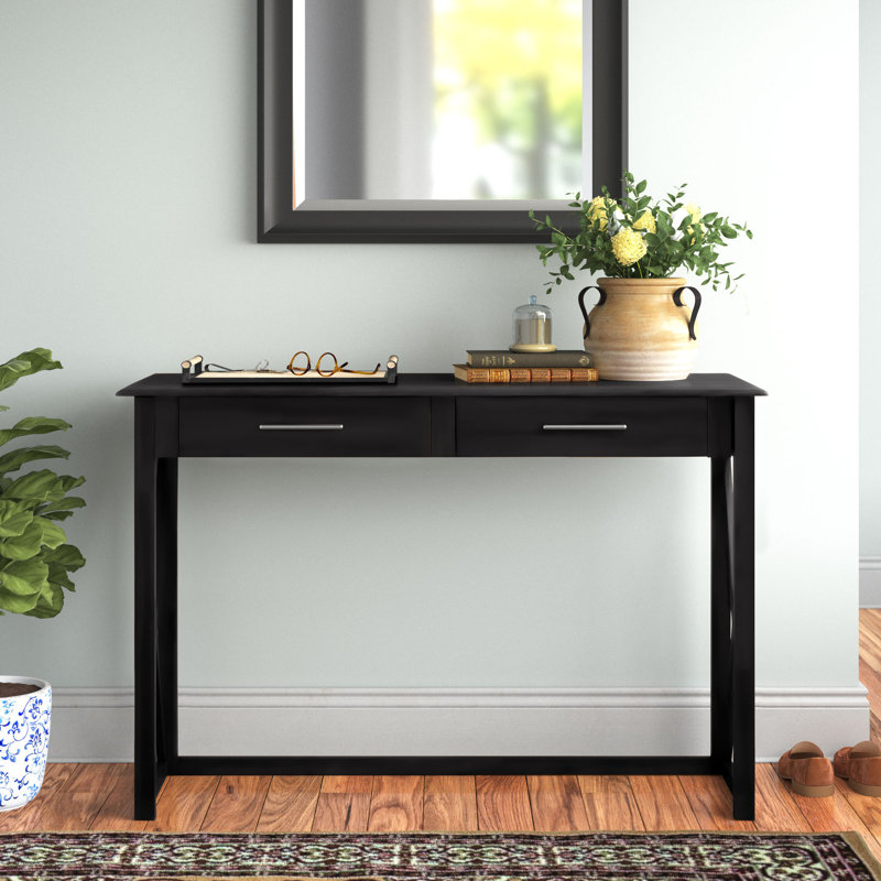 Console en bois massif de 48 po Jeska, Noir