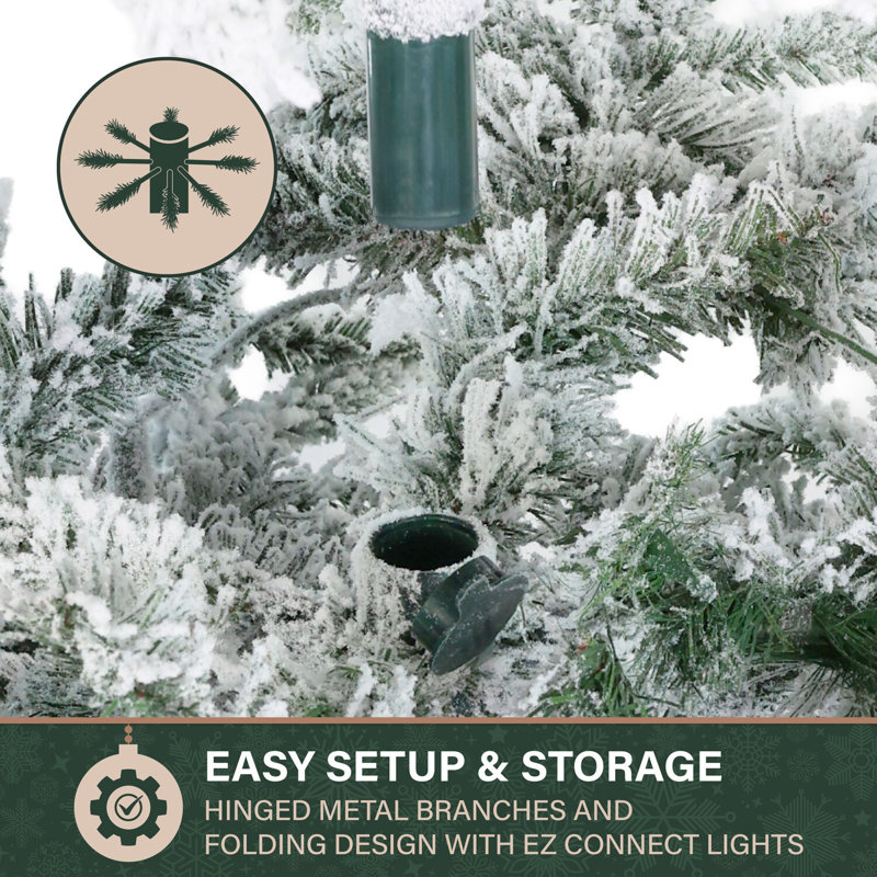 Mountain 7.5' White Pine Artificial Christmas Tree with 550 Clear/White Lights, White