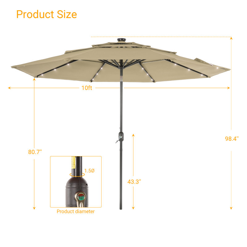 Parasol de marché lumineux 120,1 po Rudalph, Sable