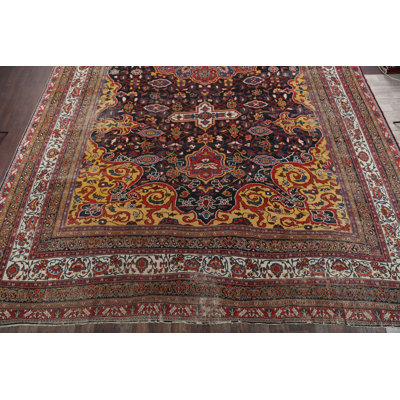 Tapis à main one-of-kind-noué la avant 1900 bleu marine/bleu marine 18 pi x 32 pi 2 po zone de laine Stephen