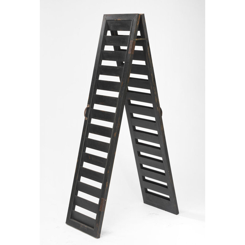 2-Sided Shutter Ladder Display - Rustic Black, Black