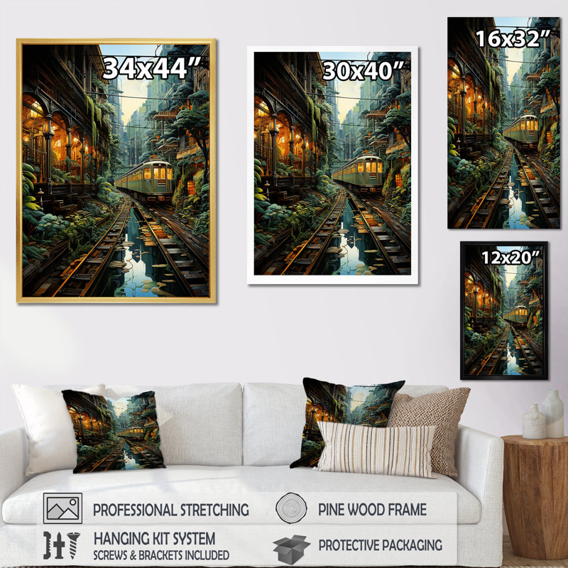 «Luxurious Relaxing Train Journey II», reproduction sur toile, Cadre doré simple, H 20 po x l 12 po x P 1 po