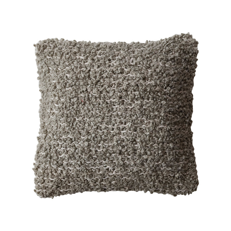 Tan Woven Cotton Blend Bouclé Square Pillow