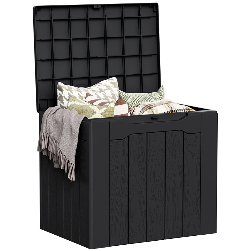30 Gallon Waterproof Lockable Outdoor Resin Deck Box, Black