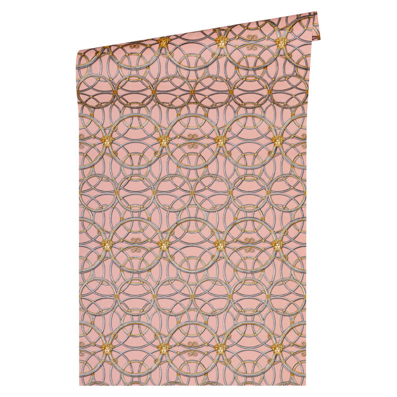 Oneybrook 10.05m x 70cm Matte Wallpaper Roll, Grey/Pink/Silver