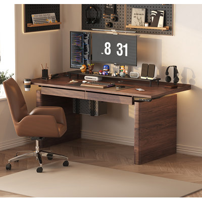 Solid Wood Electric Adjustable Height Standing Desk