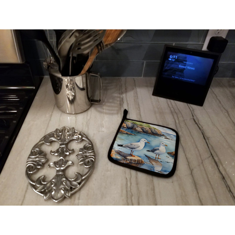 Gulls Scavenging Pair of Pot Holders
