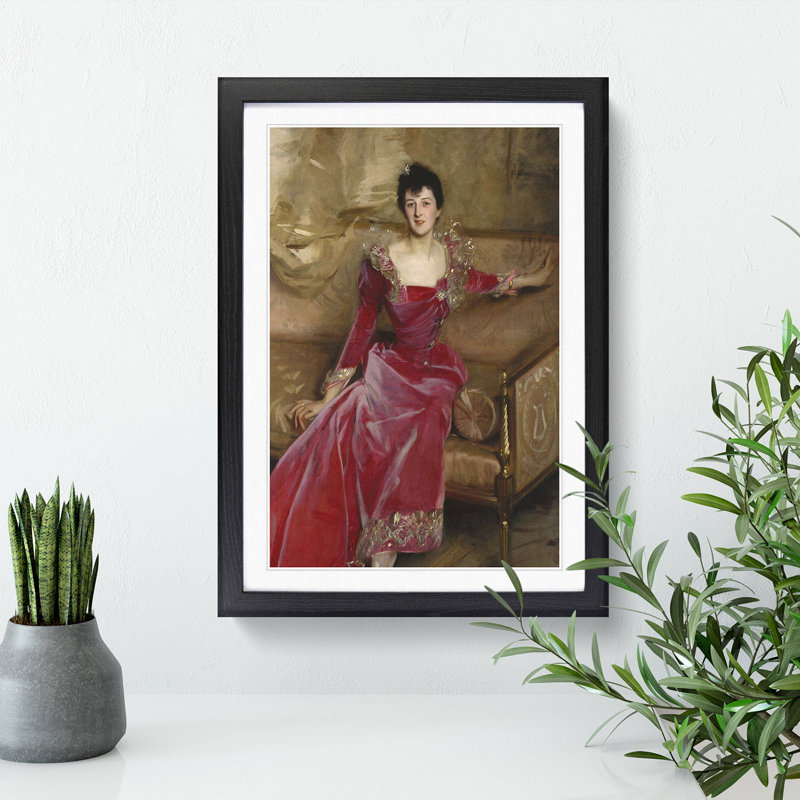 XX-A-3428X Mrs. Hugh Hammersley by John Singer Sargent - Picture Frame Painting, 65cm H x 48cm W x 2cm D, Black Framed