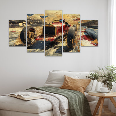«Vintage Race Track Of Classic Car I», ensemble d'art sur toile