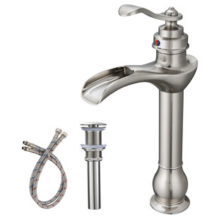 Waterfall Single Hole Single-Handle Vessel Bathroom Faucet  Bathroom Faucet with Drain Assembly