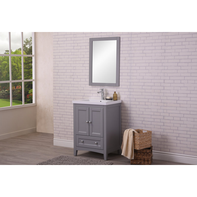 Ensemble de meuble-lavabo simple 24 po Modena, Gris moyen