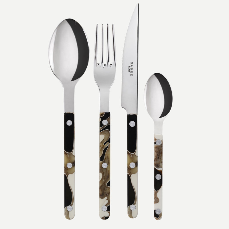 Bistrot Dune 4 - Piece Stainless Steel Flatware Set - Service for 1, Black