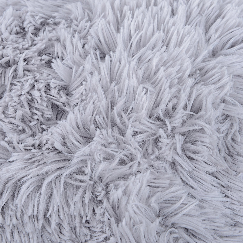 Light Gray Plush Faux Fur Euro Pillow Covers, Set of 2
