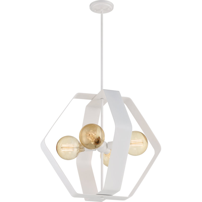 Lustre géométrique unique à 4 lumières Truro, Blanc