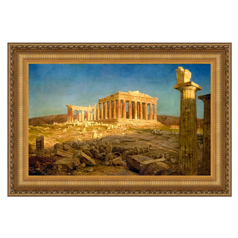 The Parthenon Classical Greek Architecture Canvas Painting with Gold Frame