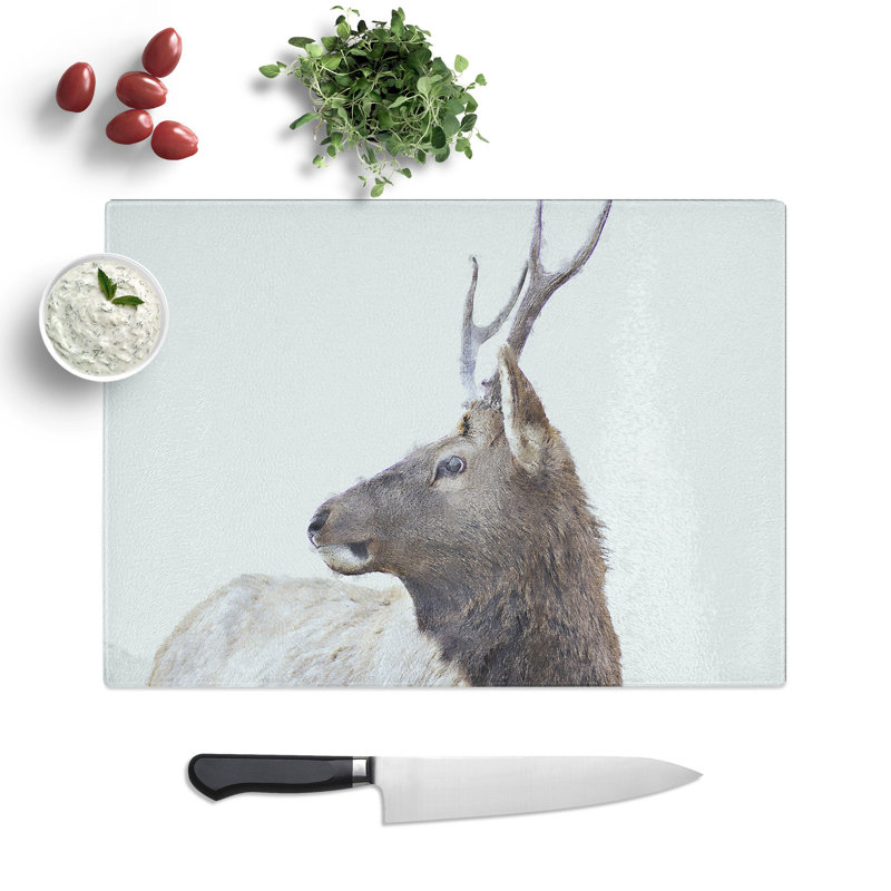 Tempered Glass Young Elk Painting Chopping Board, 20 cm x 28.5 cm